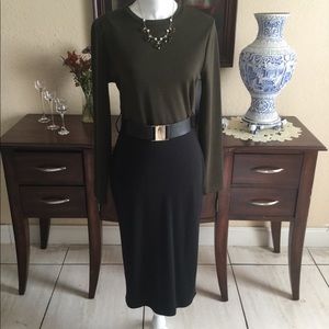 Knit Black and olive Dress With Belt 💋